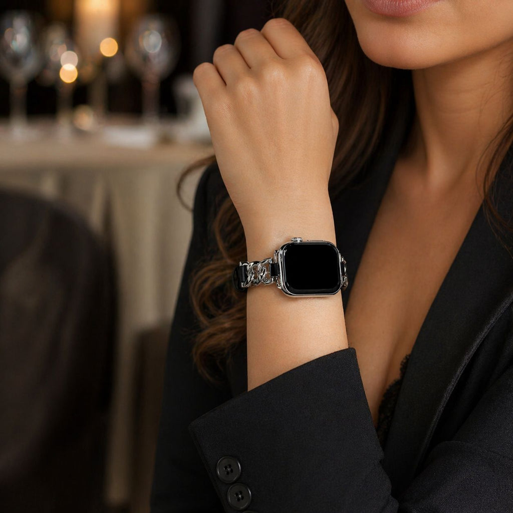 Luxe Chain Leather – Correa Elegante para Apple Watch