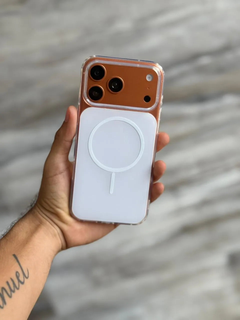 Funda de Lujo MagSafe para iPhone Antigolpes Transparente Taupe Premium