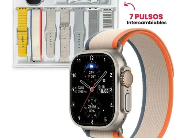 Smartwatch H10 Ultra Plus AMOLED 49mm + 7 Correas | Llamadas, Chat GPT, Música, Salud | Compatible iPhone y Android