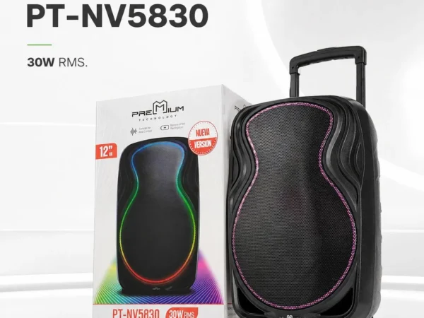 Parlante 12 Pulgadas NV-5830 30W RMS Bluetooth Súper Bass con Luces RGB, USB y Micro SD
